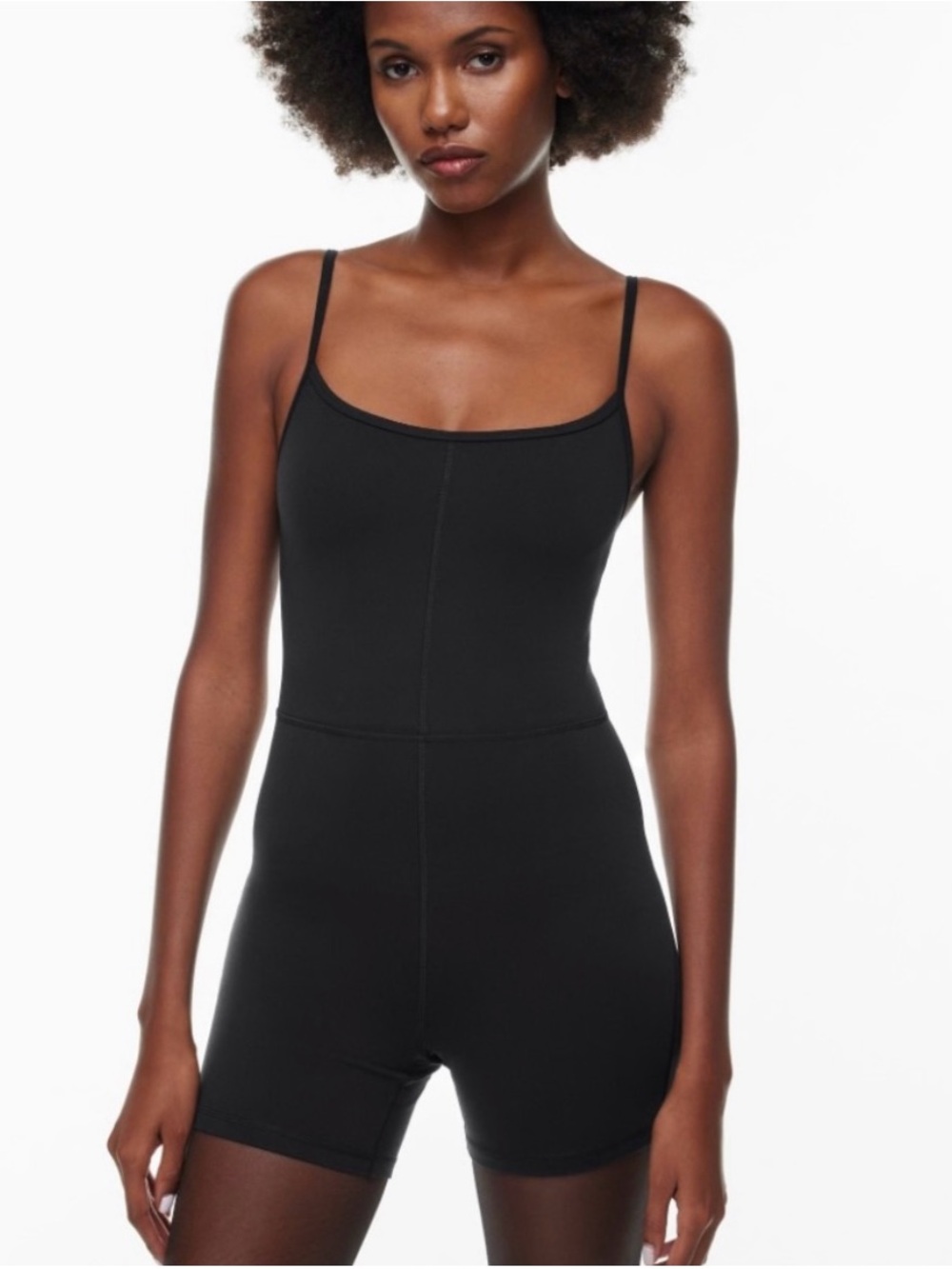 Aritzia Wilfred Black Tank Romper with Spaghetti Straps